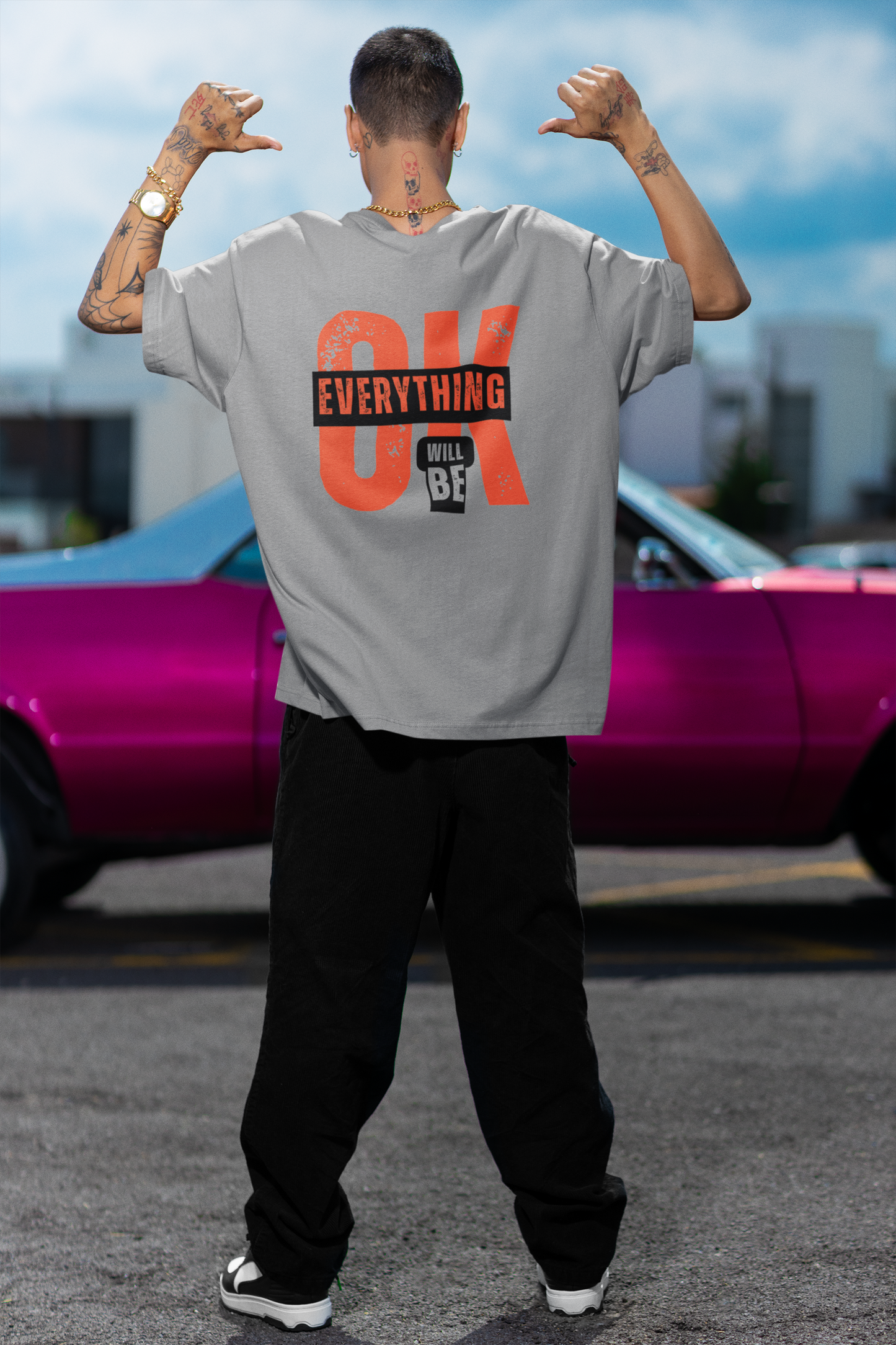 "Everything Will Be OK" Oversize Tişört