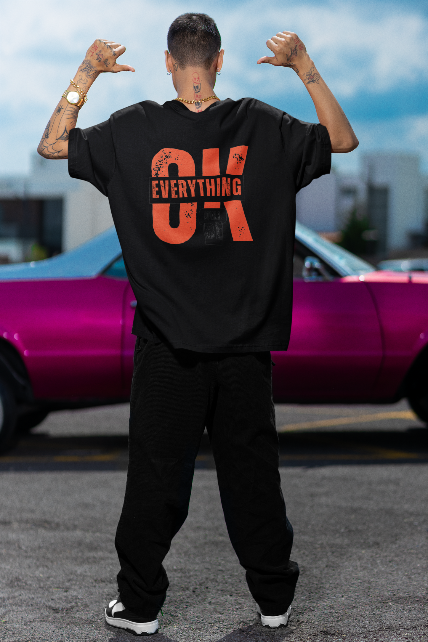 "Everything Will Be OK" Oversize Tişört